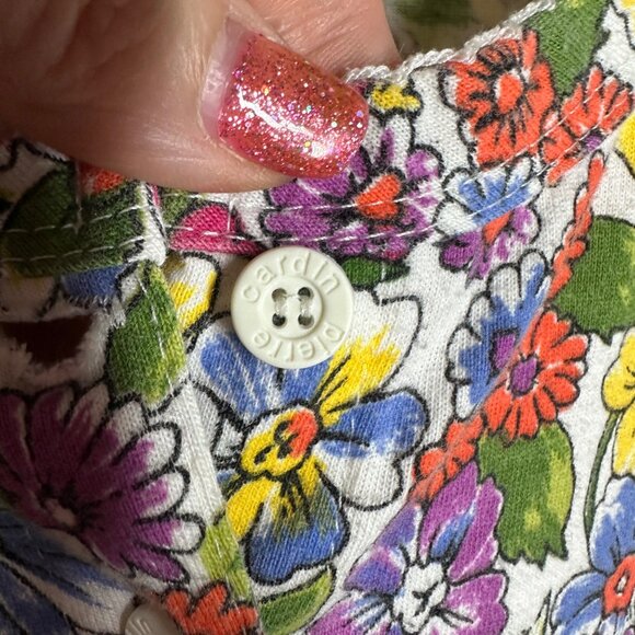 VTG Pierre Cardin Sleeveless Floral Button Up Midi Dress Womens Size M Prairie - Picture 4 of 8